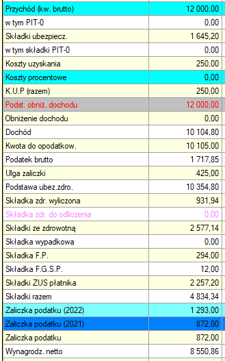 przykładowe naliczenie 01/2022